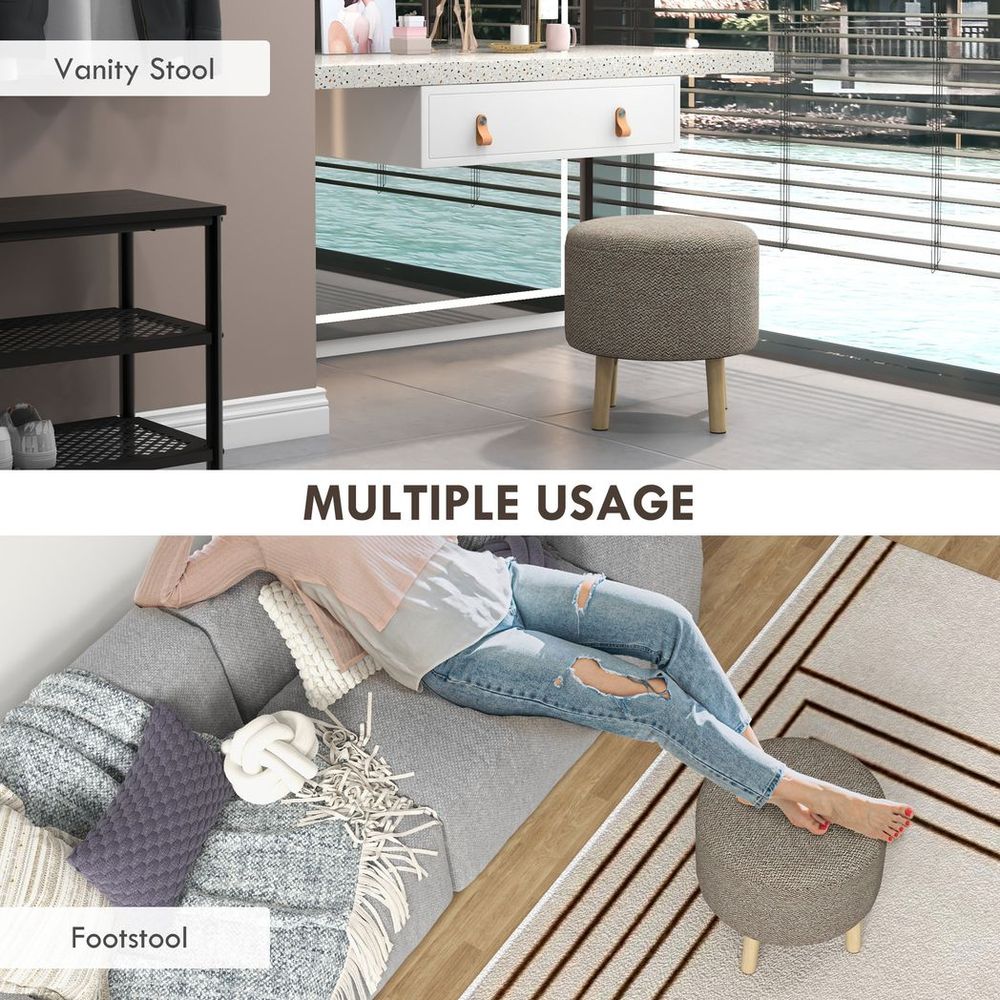 Storage Ottoman, Round Stool Chair with Cushioned Top, Hidden Space