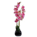 70cm Artificial Orchid Light Pink in Black Ceramic Planter