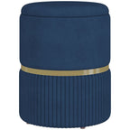Round Pouffe, Storage Footstool with Cushioned Top, Hidden Space