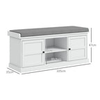Shoe Storage Bench with Cushion 2 Cabinets for Entryway Hallway White