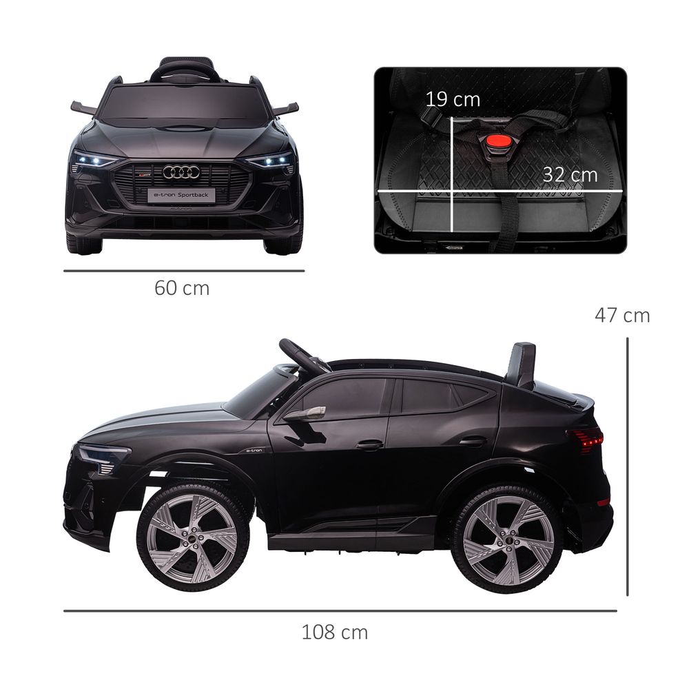 12V Audi E-tron Electric Ride-On Car w/ Remote Control, Lights, Music - Black