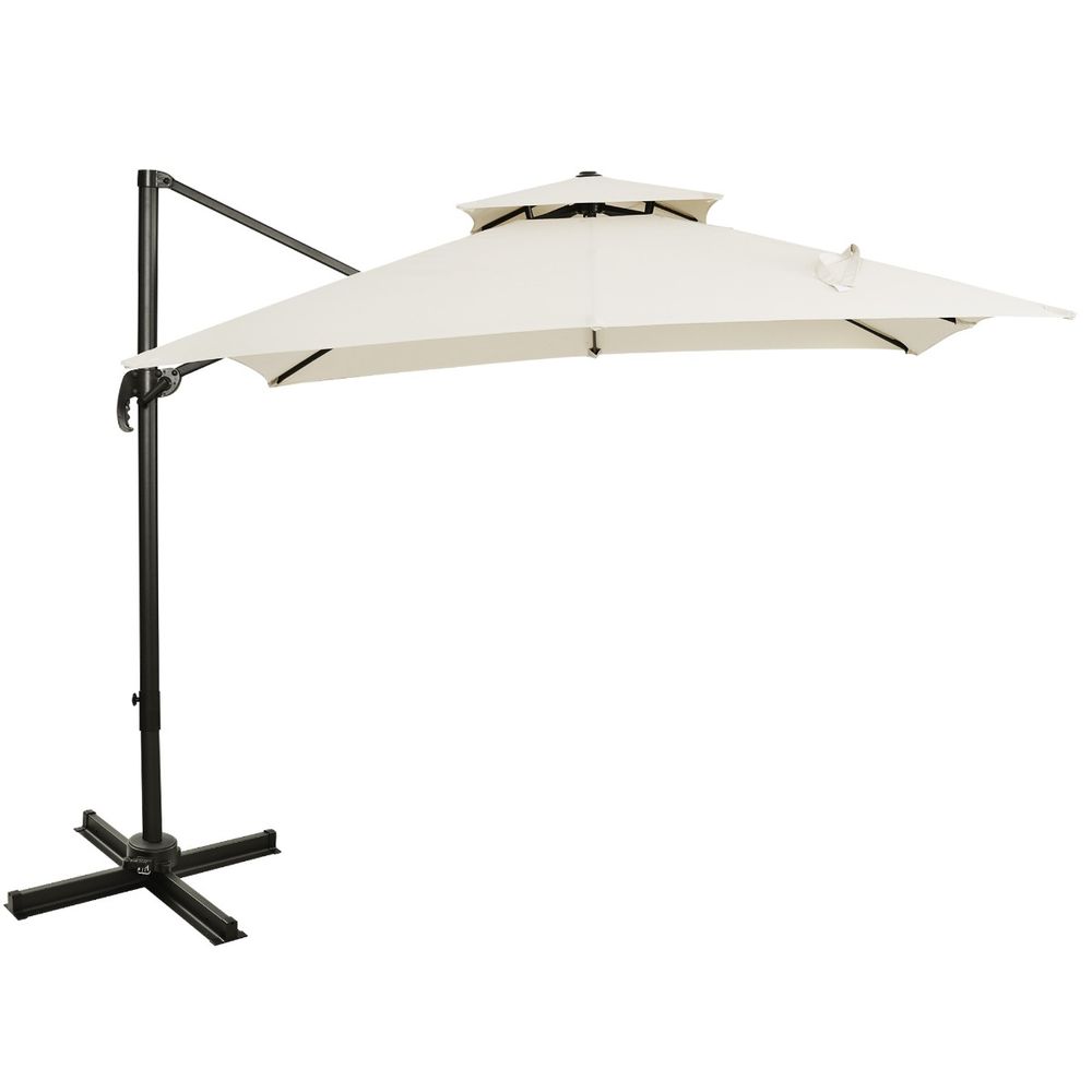 Outdoor Steel Frame Cantilever Umbrella - Durable, Rotating, UV Protection