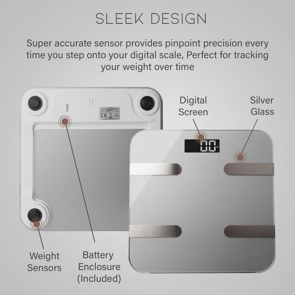 16-in-1 Health Bluetooth Smart Scale, Silver