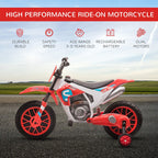Electric Ride-On Motorbike for Kids - Training Wheels - Ages 3-5 - Red