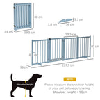 Freestanding Pet Gate for Small and Medium Dogs, Wooden Foldable Dog Safety Barrier with 4 Panels, 2 Support Feet, 80 cm Tall for Doorways, Stairs Blue-grey