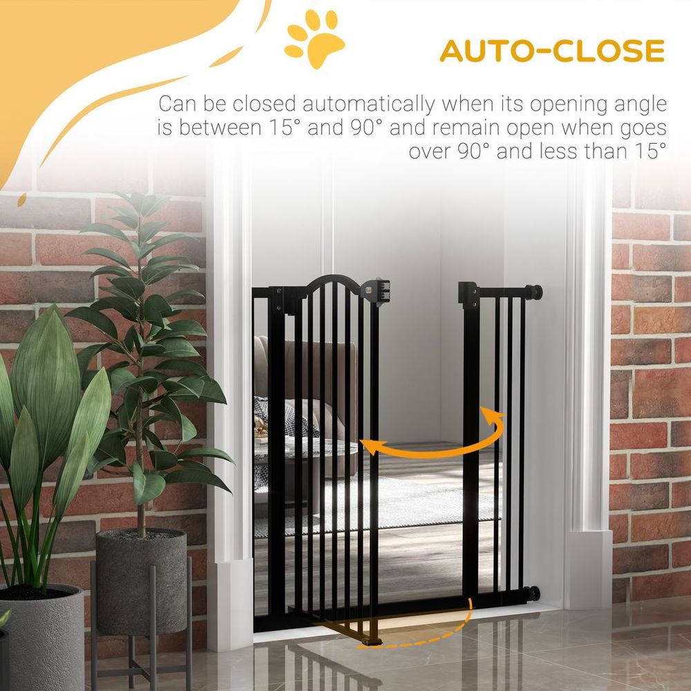 Adjustable Auto-Close Pet Gate - Black, 74-87cm