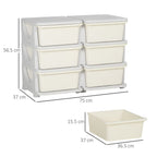 Kids Storage Units with 6 Drawers 3 Tier Chest Vertical Dresser Tower Toy Organizer for Nursery Playroom Kindergarten Cream
