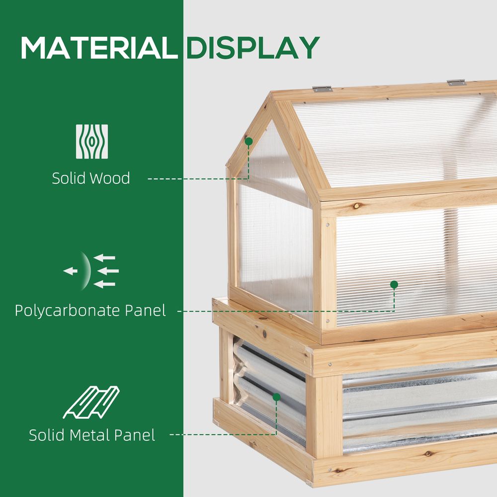 Raised Garden Bed with Greenhouse Top, 122x61x81.7cm, Natural Kit