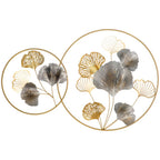 Artistic Gold Ginkgo Leaf Metal Wall Sculpture, Elegant Home Decor+