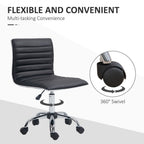 Armless Mid-Back Office Chair - 360 Swivel, Adjustable, Black