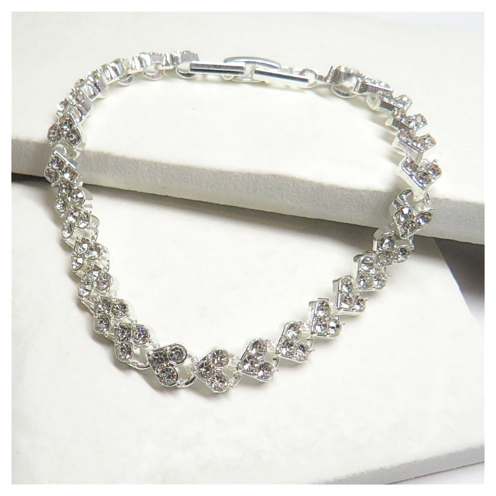Diamante Heart Tennis Bracelet - Ideal Birthday or Christmas Gift