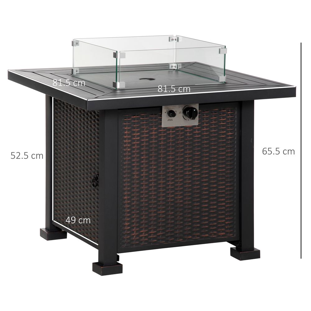 Fire Pit Table: Wind Screen, Glass Beads, Stylish Ambience. for Outdoor Gatherings