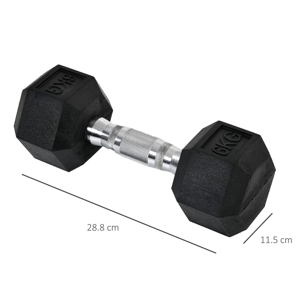 Rubber Dumbbell Sports Hex Weights Sets Home Gym Fitness Hexagonal Dumbbells Kit Weight Lifting Exercise (2 x 6kg)