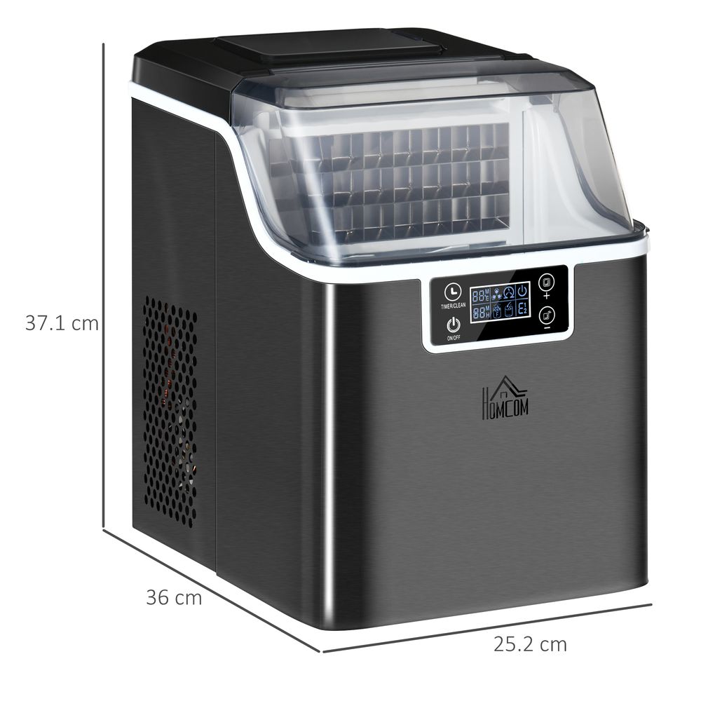 Ice Maker Machine - Compact, Fast, Adjustable Cube Size, Scoop - Black