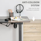 Electric Standing Desk, 140 x 70cm Height Adjustable Sit Stand Desk with 4 Memory Smart Panel, Stand Up Desk for Home Office, Black and Teak