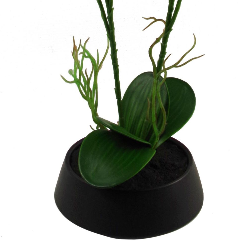 Large Pink Yellow Artificial Orchid - 43cm - Ceramic Planter