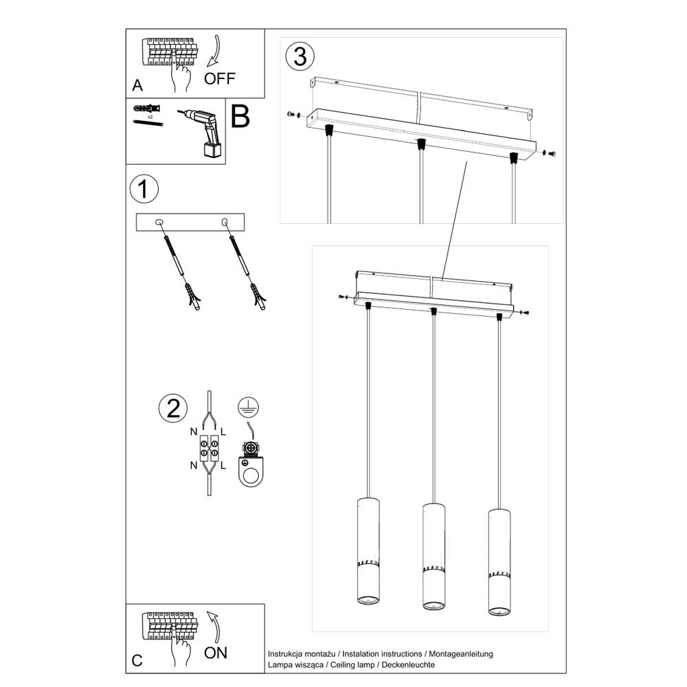 Pendant lamp steel Loopez modern Design GU10 with 3x40w Detail