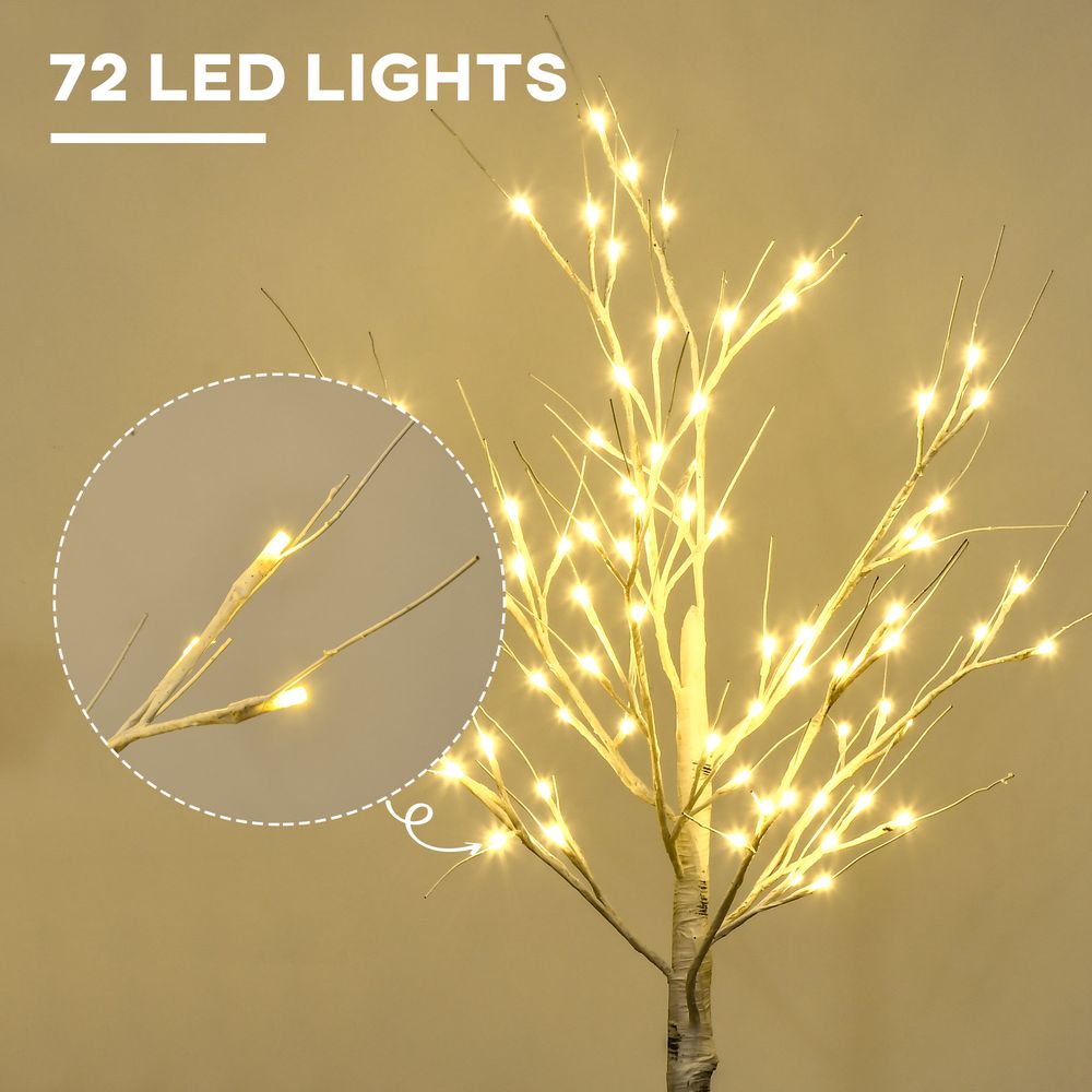 4ft Artificial White Birch Tree Light 72 Warm White Pre-Lit LED Light