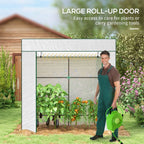 Walk-in Garden Green House Large Roll-up Door and 2 Mesh Windows White