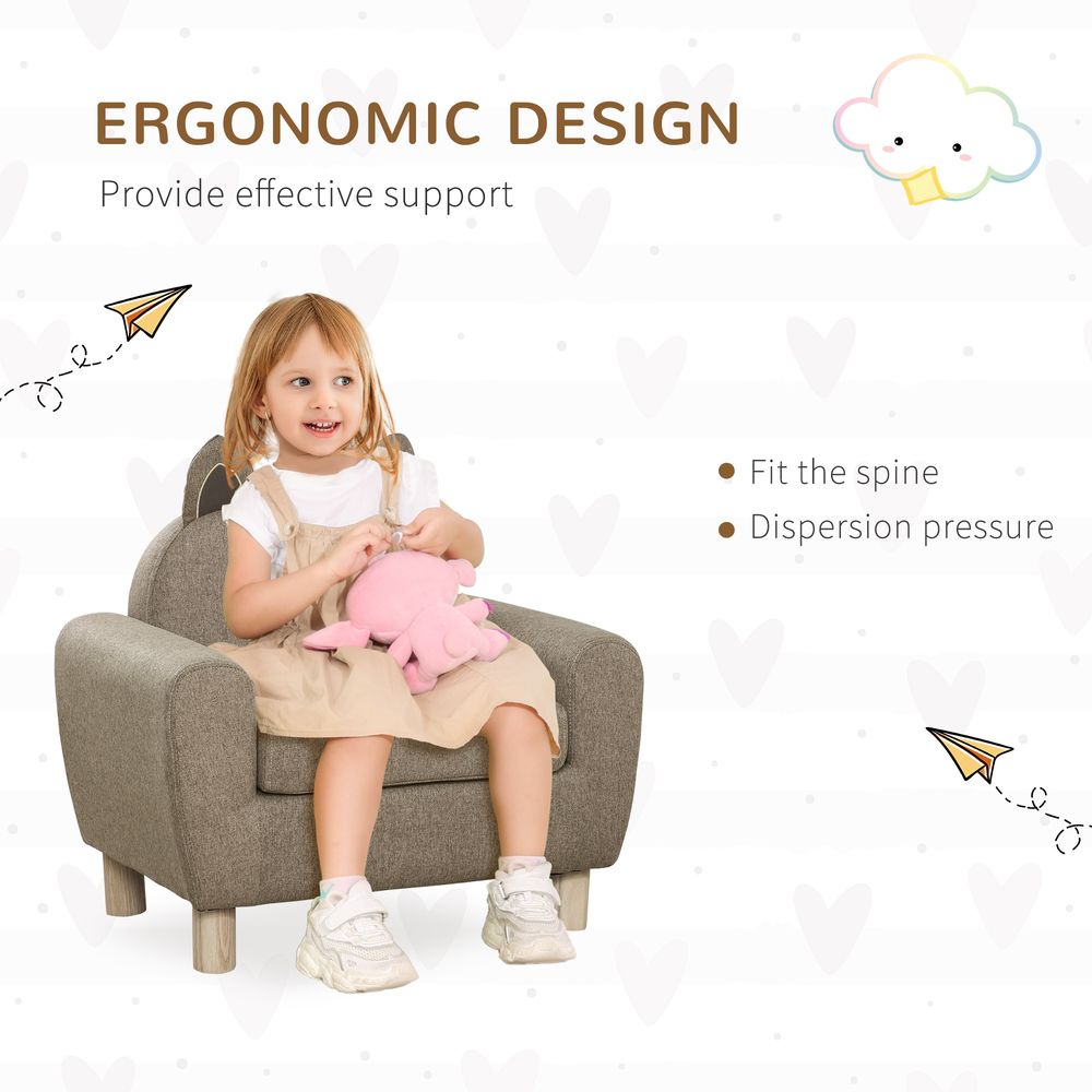 Kids Mini Sofa - Brown Armchair for Bedroom or Playroom - Ages 3-5 - 45kg Max Load