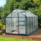 Clear Large Walk-In Greenhouse Garden Plants Grow Galvanized Base, Slide Door 312cm x 190cm x 201cm