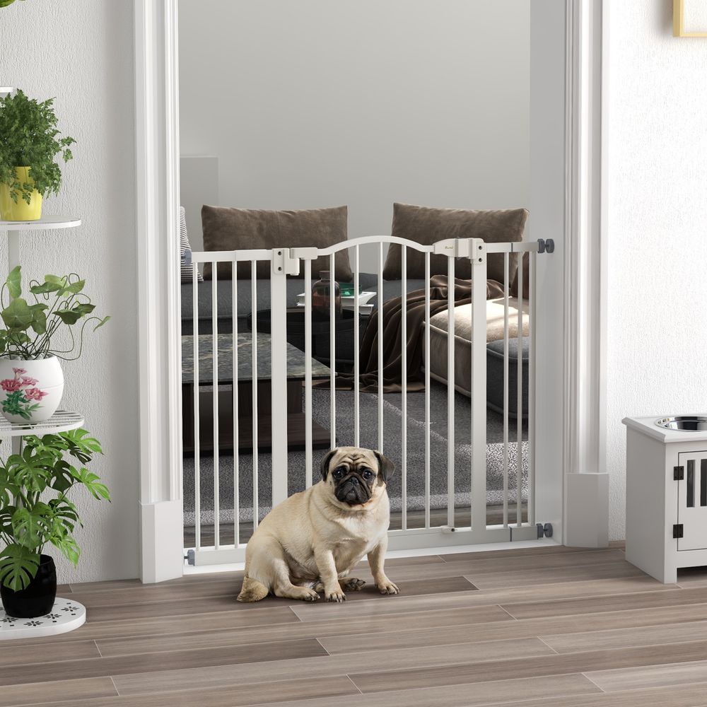 Metal Pet Gate - Adjustable, Auto-Close, White