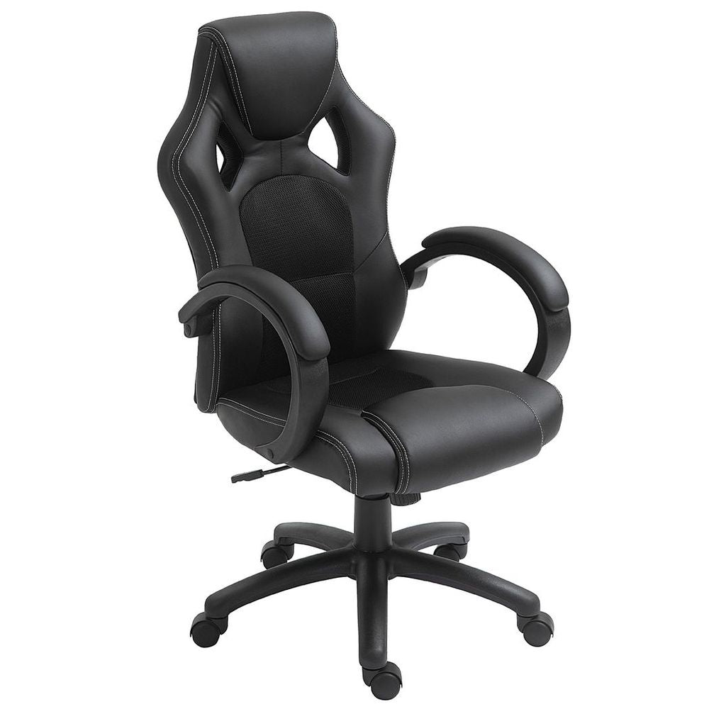 Swivel Gaming Chair - Adjustable Height, 360° Swivel, PU Leather - Black