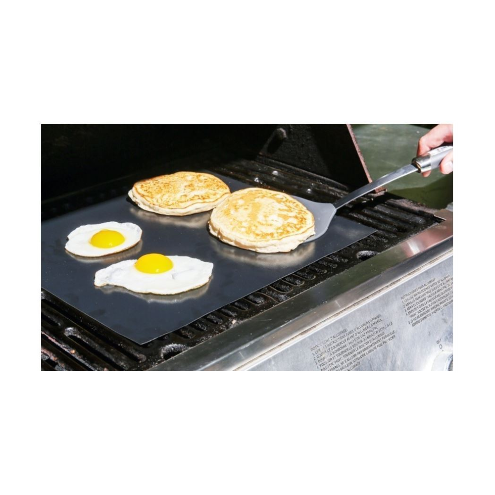 Non-Stick BBQ Grill Mat (40 x 33 cm) - Universal Barbeque Baking Oven Liners Reusable and Dishwasher Safe Indoor Outdoor BBQ Cooking Mats for Charcoal Electric Gas Grill Kitchen Ovens - Black