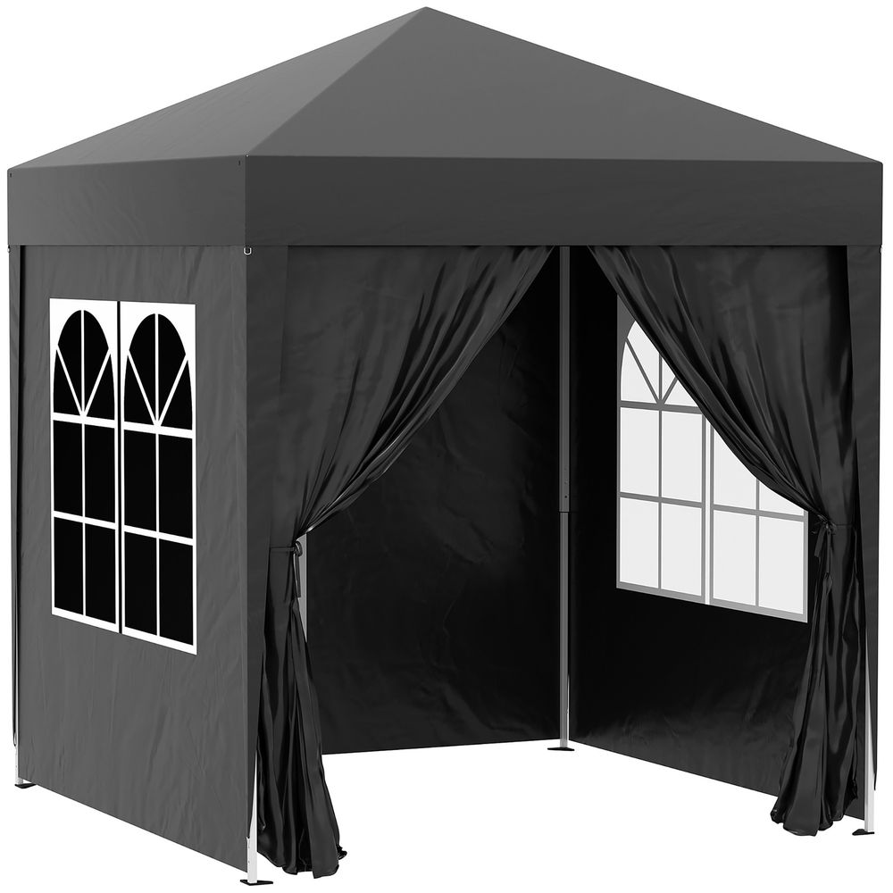 2x2m Garden Pop Up Gazebo Marquee Tent Wedding Canopy - Easy Set-Up, Durable, Portable Carrying Bag Black