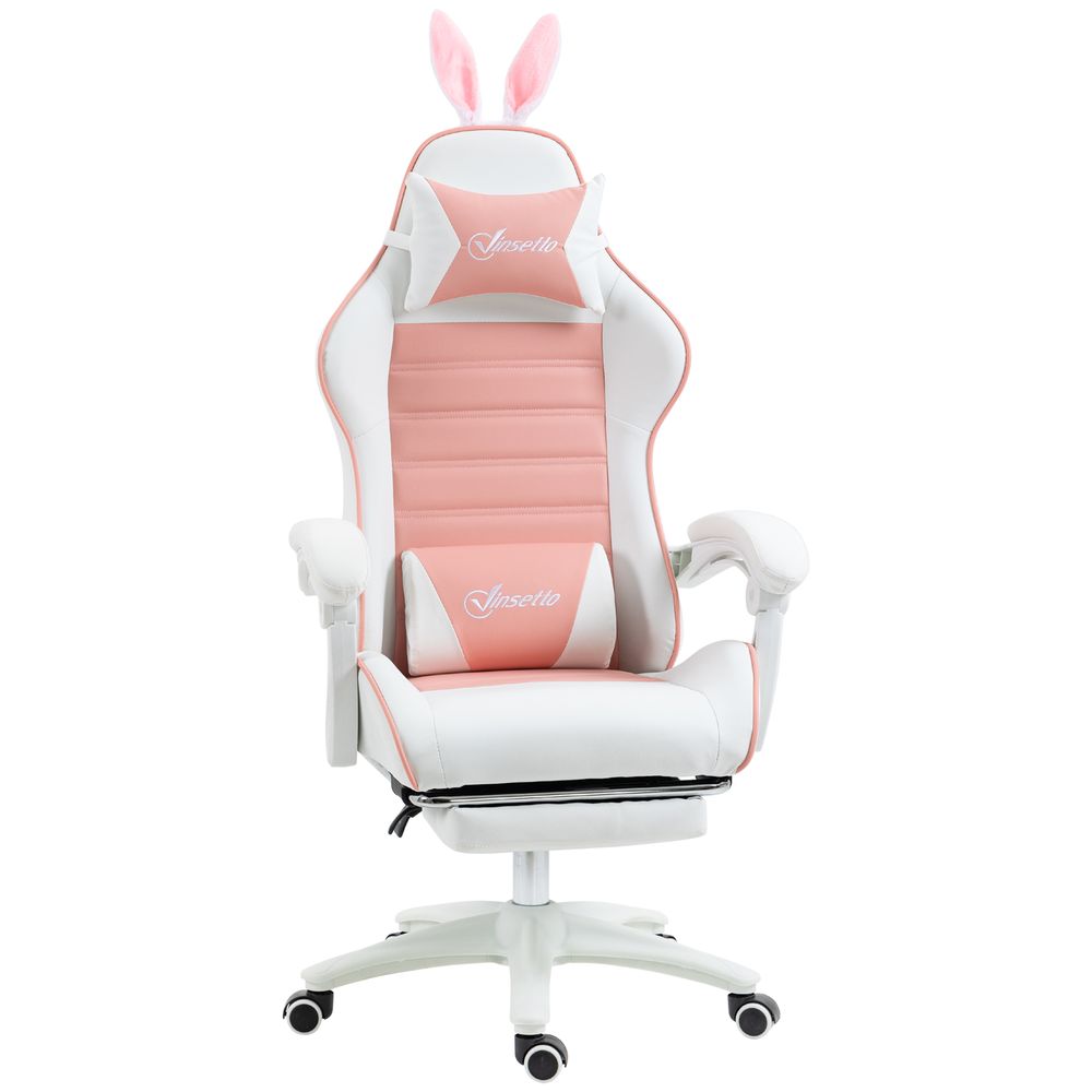 Gaming Chair: Removable Rabbit Ears, Pink