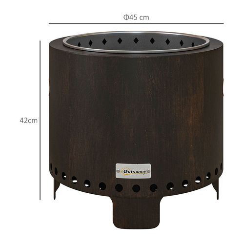 45cm Smokeless Wood Burning Firepit Metal Fire Pit, Black