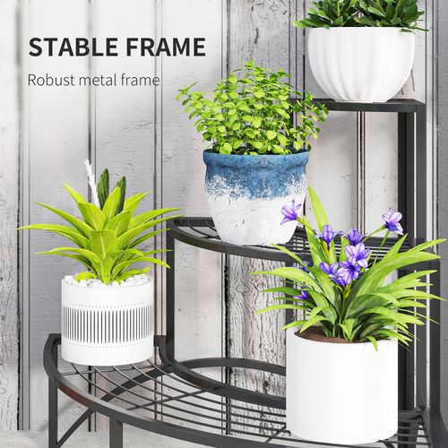3 Tier Metal Corner Plant Stand for Garden Balcony Patio, Black