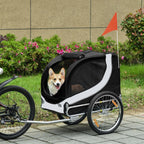 Steel Dog Bike Trailer Pet Cart Carrier for Bicycle Kit Water Resistant Travel White and Black