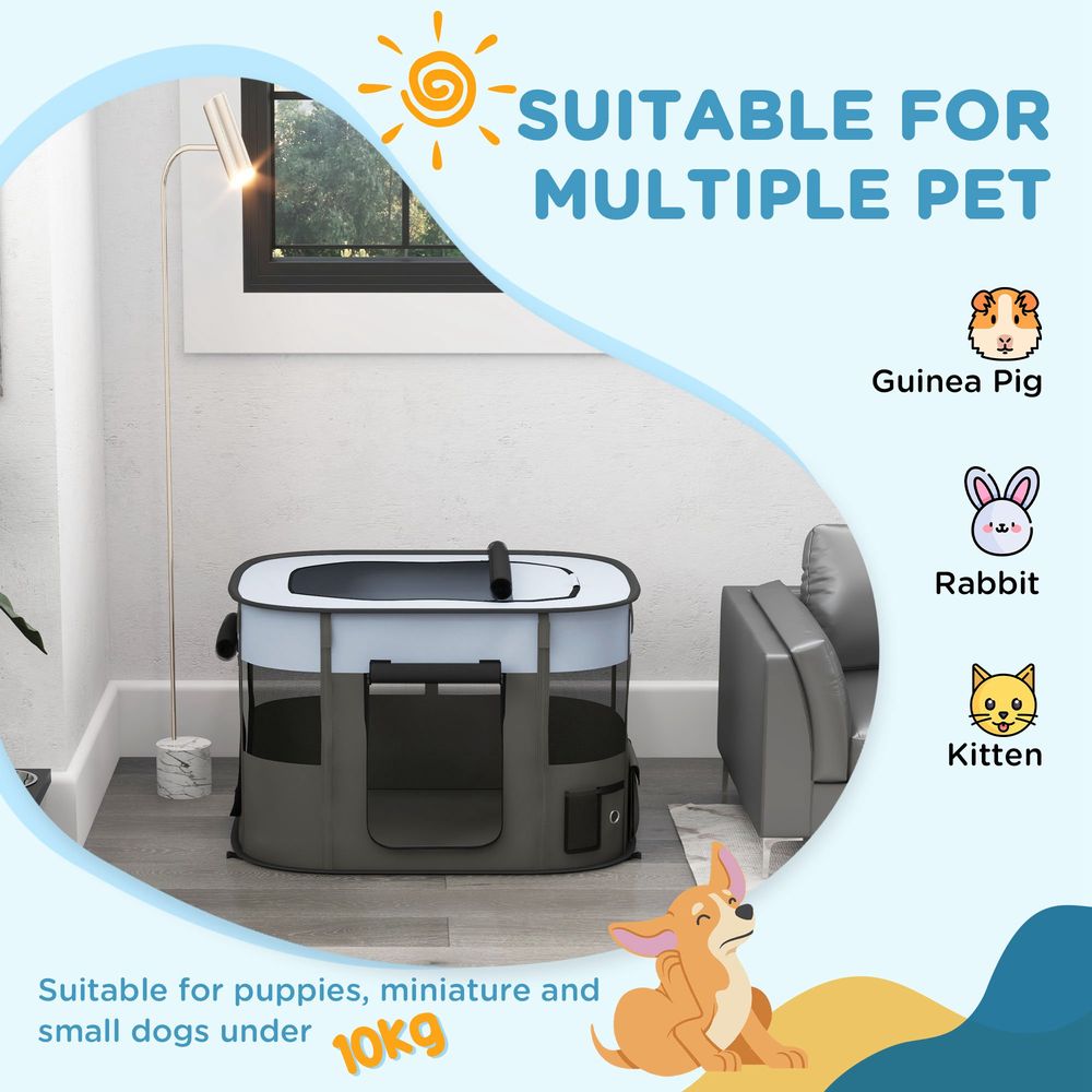Portable Dog Pen - Puppies, Rabbits, Kittens, Guinea - Grey in Grey