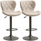 Steel Diamond Pattern Chairs with Backrest & Footrest, Set of 2, PU Khaki