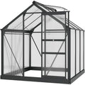 Polycarbonate Walk-In Greenhouse - Aluminium Frame - 6x6ft - Slide Door