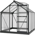 Polycarbonate Walk-In Greenhouse - Aluminium Frame - 6x6ft - Slide Door