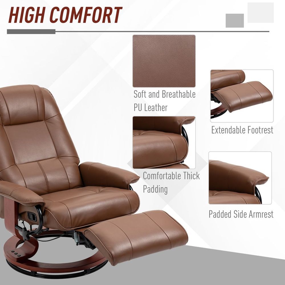 Comfort: Ergonomic Office Recliner Sofa Chair, PU Leather, Brown