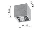 Ceiling Lamp VALDE Concrete Square Shape Loft Design Grey Modern GU10 LED