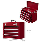 Lockable 4 Drawer Tool Chest with Ball Bearing Slide Drawers Red
