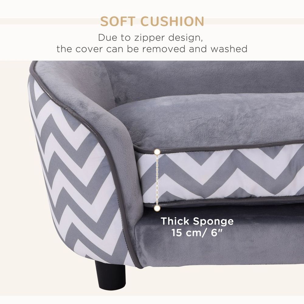 Dog Sofa Pet Couch | XS | Removable Cushion | Grey