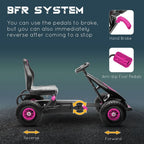 Children Pedal Go Kart, Raving Go Kart with Adjustable Seat, Inflatable Tyres, Shock Aborb, Handbrake, for Ages 5-12 Years - Pink