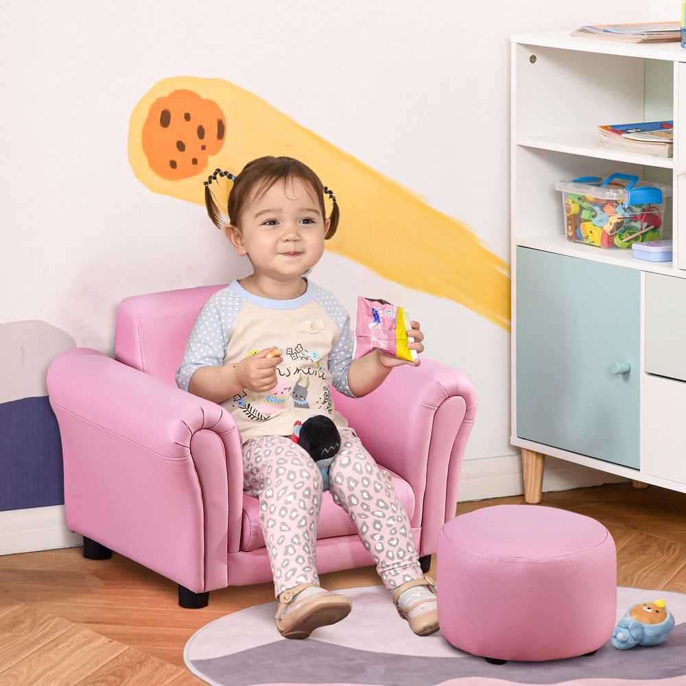 Pink Kids Sofa Chair Set - Comfortable & Durable - Playroom & Bedroom Furniture