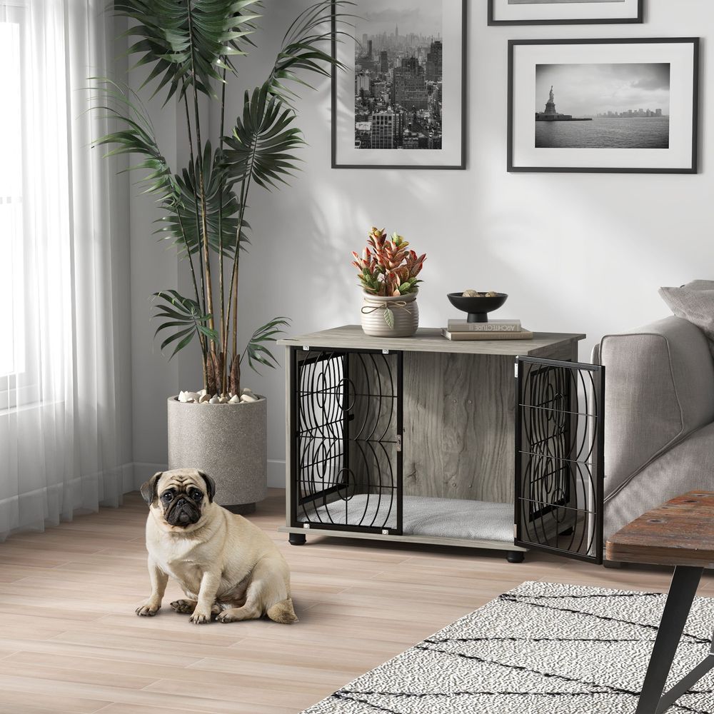 Dog Crate Furniture End Table w/ Cushion for Medium Dogs - 29.5
