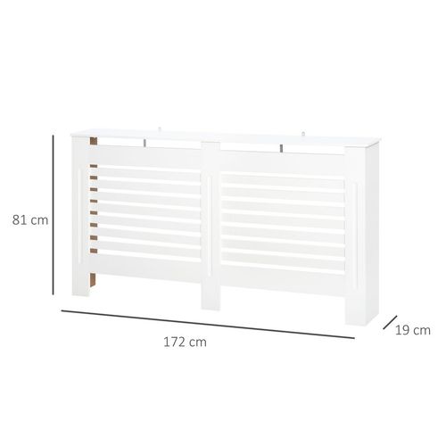 Modern Radiator Cover Cabinet Slatted Design MDF White Medium
