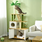 Oak 2-in-1 Cat Tree & Hidden Litter Box