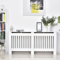 Slatted Radiator Cover Painted Cabinet MDF Lined Grill in White (172L x 19W x 81.5H cm)