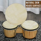 Wooden Bongo Drums, Φ20cm & Φ18cm Bongs w/Drum Head, Percussion Instrument, Drums, Tuning Wrench For Adults Beginners