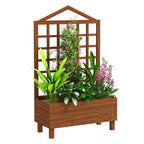 Wooden Garden Planters with Trellis for Vine Climbing Plants Brown