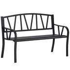 2-Seater Bench Solid Metal Loveseat Decorative Backrest Ergonomic Armrest